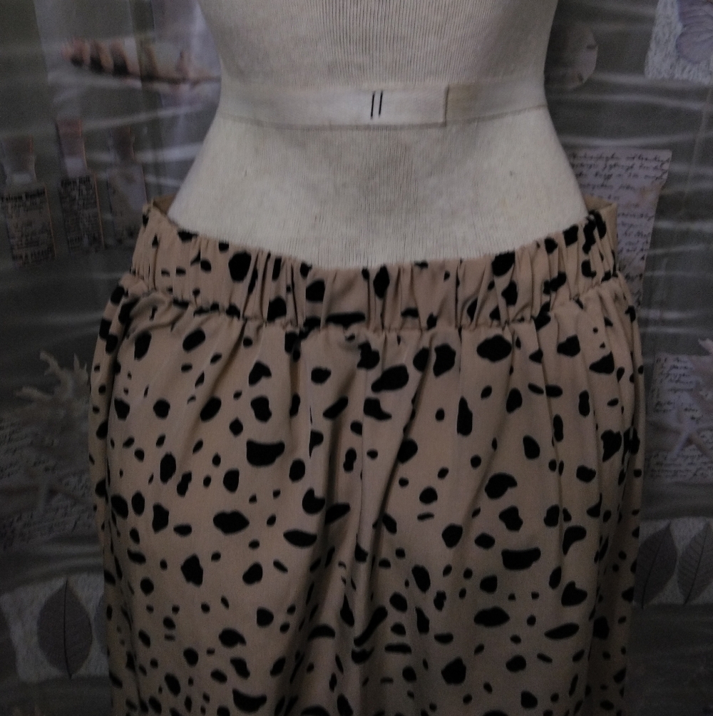 Shein Tannish Brown Black Leopard Print Asymmetric Ruffle Hem Midi Skirt Large - Picture 6 of 9